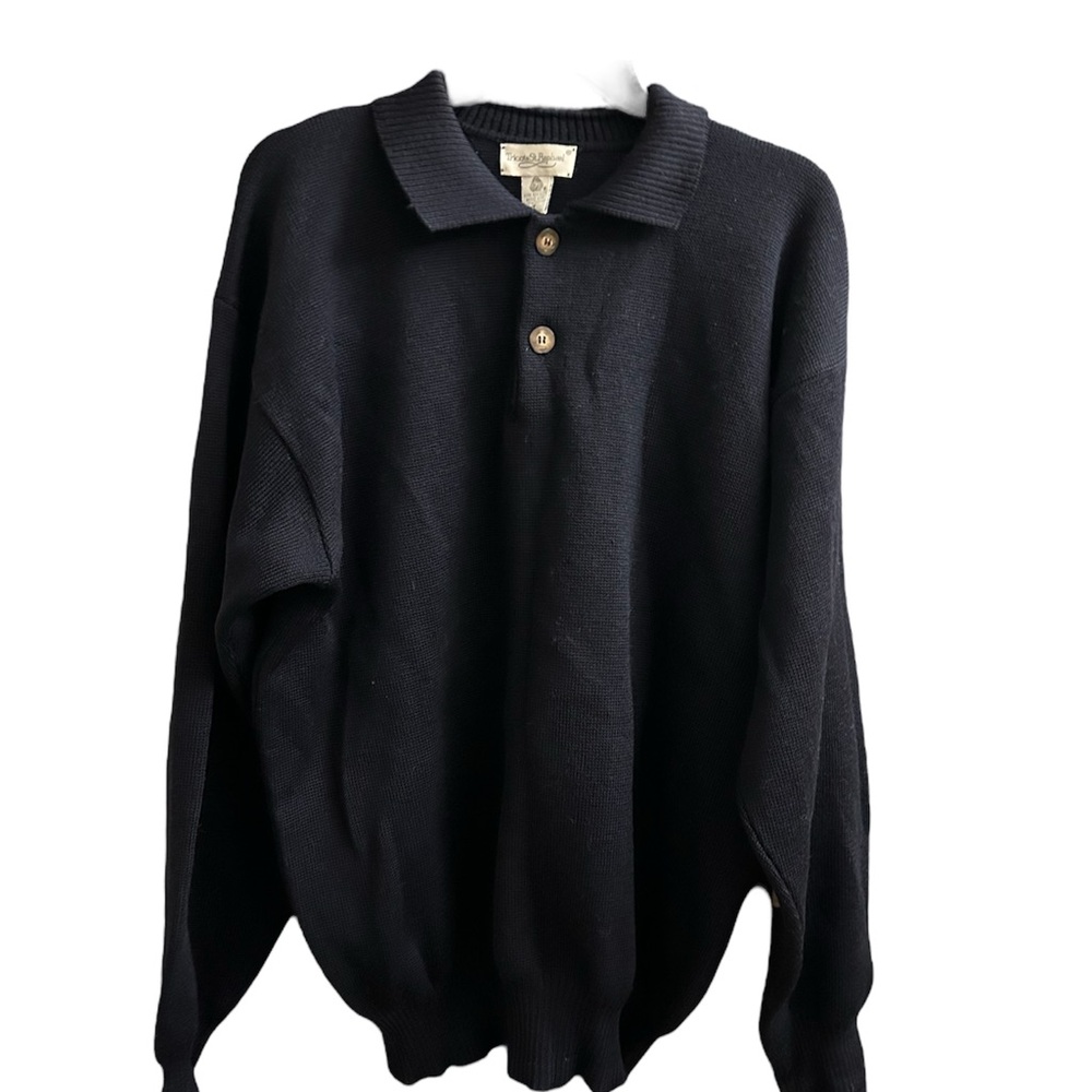 Tricots St. Raphael Pure New Wool Size LT Navy Blue Sweater With Elbow Pads